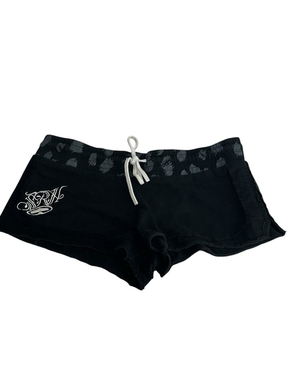 SRH Women’s Size S Black Love Graphic Drawstring Lounge Shorts Y2K Skatewear